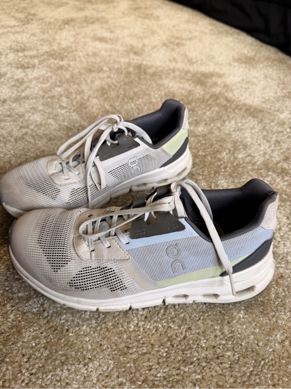 On Running Women's Athletic Shoes - White with Light Blue & Lime Accents